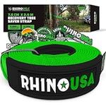 Rhino USA Recovery Tow Rope 7.6 cm x 2.4 m - 13,600 kg Min Break Strength - Triple Reinforced Heavy Duty Straps - Emergency 4x4 Off Road Recovery Accessories - Green