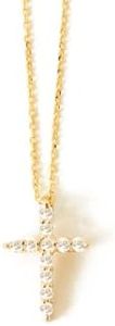 GELIN Diamond Cross Necklace in 14K Solid Gold | 14k Gold Cross Necklace for Women, 18"