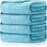 4 Pack Baby Fuzzy Blanket 30 x 40 Waffle Flannel Baby Throw Blankets Warm Nursery Bed Blankets for Girl Boy Newborn Infant Baby Receiving Crib Stroller Blanket (Light Blue)