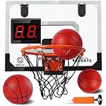 SUPER JOY Mini Indoor Basketball Hoop Over The Door Basketball Hoop with Audio Scoreboard | Door Room Basketball Hoop Office Basketball Hoop Bedroom Basketball Hoop for Kids & Adults