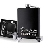 EDSG Personalised Hip Flask | Engraved Stainless Steel Whisky Flask 6oz Pocket Flask | Custom Gift for Best Man Groomsman Father Wedding Birthday | Hand Finished in UK (Groomsman)