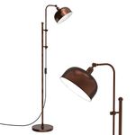 COSTWAY Industrial Floor Lamp, Adjustable Height & Metal Head Standing Lamps, Rustic Farmhouse Task Lighting Reading Lamp for Living Room Bedroom Office, E27 Socket