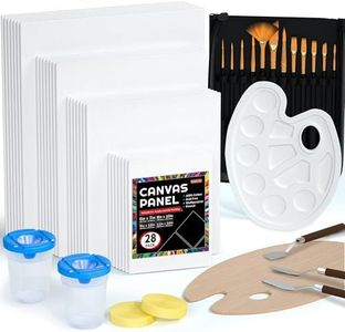 50 Pack Canvas Painting Kit, Shuttle Art Painting Supplies with 28 Multi Sizes Canvas Boards for Painting and 22 Tools including Paint Brushes, Palette, Painting Knives for Acrylic, Oil, Gouache Paint