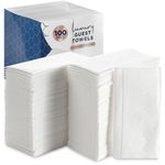 Linen-Feel Guest Hand Towels (100 Pack) - Luxury Bathroom Napkins White Cloth-Like Paper Towel Great for Dinner, Party, Wedding