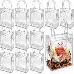 LATERN 25Pcs Clear Gift Bags with Handles, 23CM x 17CM x 7CM Reusable PVC Tote Bags Transparent Wrap Bags for Shopping Goodies Boutique Wedding Birthday Baby Shower Party Favor