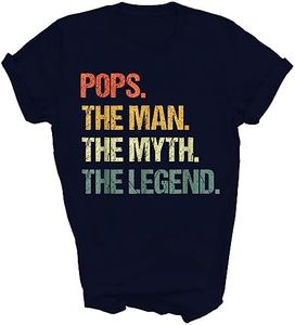 Pops Man Legend Father's Day Father Papa Daddy Dad Grandpa Unisex Shirt Gift Women Men T-Shirt (Navy;S)