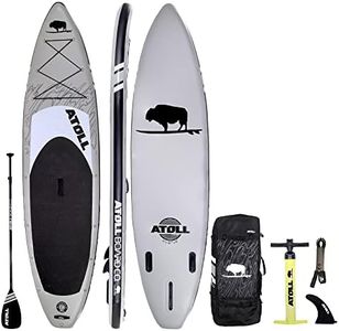 Atoll Inflatable Paddle Board with Premium SUP Stand Up Paddle Board Accessories & Back Pack, Non-Slip Comfort Deck for Unisex Adult - 11ft (Wolf Grey)