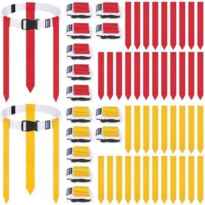 MIUONO Flag Football Belts, Set of Flag Football Flags for Kids Adults, and Youth, Adjustable Flag Football Belt 14 Players (Red and Yellow)