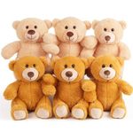 BenBen Teddy Bear Stuffed Animal, Set of 6 Teddy Bears Bulk, 8 inch Bear Plush Toy for Kids, Baby Shower Decoration for Boys, Girls, Gifts for Girlfriend, Valentine's Day