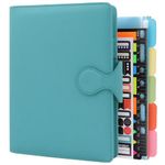 HXRTANGS PU Leather Notebook A5, 6-Ring Binder Journal Refillable Loose Leaf Business Notebook with Pockets/Pen Holder/Accessories, 100gsm Lined Paper 80 Sheets / 160 Pages, Sky Blue