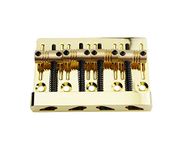 Guyker 4 String High Mass Bass Bridge with Vintage CNC Machined Brass Saddles Tailpiece Replacement for Jazz Electric Bass (GB403, golden)