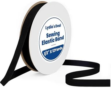Elastic Band for Sewing 1/2 Inch Wide 12 Yards, Durable & Soft High Elasticity Stretch Elastic Bands Cord for Sewing, Waistbands, Pants, DIY Crafts, Black