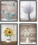 HAUS AND HUES Botanical Prints - Set of 4 Flower Poster, Flower Pictures Wall Decor, Floral Prints, Wall Flower Pictures, Flowers Posters, Flower Prints, Floral Botanical Prints (Unframed 8x10)