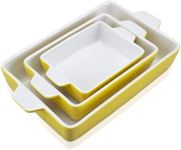 Cibeat Ceramic Bakeware Set of 3 Piece, Rectangular Baking Pan Set, Porcelain Baking Pans Rectangular Casserole Pan for Cake, Lasagna, 11.7 x 8 x 2.7 Inches, Yellow