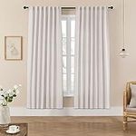 Joydeco Linen Curtains 84 Inch Length 2 Panels Set, Curtains for Living Room, Light Filtering Curtains 84 Inches Long, Living Room Curtains 84 Inches Long(W52 x L84 Inch, Blanc)