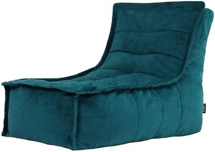 icon Dolce Velvet Lounger Bean Bag Chair, Teal Green, Giant Beanbag Velvet Chair, Large Bean Bags for Adult with Filling Included, Chaise Longue Beanbag