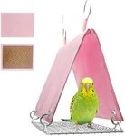 ROOJUNE Parrot Hammock with Removable Pad, Bird Snuggle Hut for Cockatiels Conures - Hanging Cage Bed Tent Waterproof, Chew-Proof, Easy Clean & Anti-Sag Design for Parakeets Lovebirds, Pink