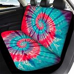 Dolyues Rainbow Gradient Tie Dye Car Rear Bench Seat Cover with Backrest Covers, Only Full Set 2 Pcs Vehicles Seat Covers Protector Easy to Install, Back Seat Covers Accessories for Women