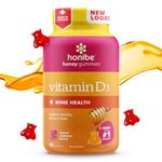 Honibe Vitamin D Gummies for Kids and Adults | Honey-Based Vitamins Made in Canada | Vitamin D3 Helps Support Bone Health, Mood and Immune System Functions | Vegetarian Chewable Vitamin D Supplements | 70 gummies