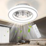 Ateroll Ceiling Fans with Lights 40.5CM, Quiet Ceiling Fan Light Reversible Motor, Remote Control 6 Speed, Dimmable 3000K-6500K, Timing, Light Memory, Fan Lights Ceiling for Bedroom Living Room