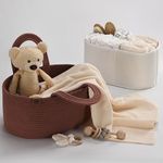 PeraBella 2-in-1 Baby Diaper Caddy Organizer for Changing Table, Cotton Rope Diaper Basket for Boy, Girl, Gift for Baby Shower, Nursery Diaper Organizer, Portable Diaper Storage, Car Caddy Organizer