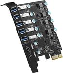 7-Ports USB PCIe Card Super Speed (5X USB 3.0 A,2X USB C) PCIe Card Desktop PC Internal Hub for Windows 10/11