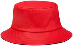 Quanhaigou Bucket Hats Unisex Summer Travel Beach Fisherman Cap for Men Women Teens, Plain Red Black, One Size