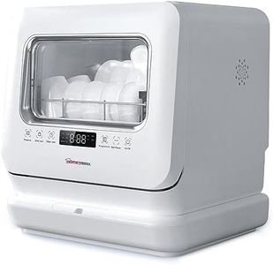 HomeTronix Mini Table Top Dishwasher Compact Countertop Dishwasher with 3 Place Settings, 6 Programmes, Touch Control, LED Display, Wash Dry and Fresh Function,7.5L Water Tank- White