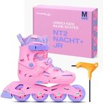 Flying Eagle NT2 Nacht+ Jr. Inline Skates - Adjustable 5-Size Boot, Children's Roller Skates for Kids - Pink, EU Sizes 33-37 - Fun Beginner Friendly Roller Skating for Boys, Girls and Youth