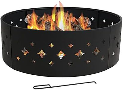 Sunnydaze Diamond 36-Inch Heavy-Duty Steel Fire Ring with Fire Poker