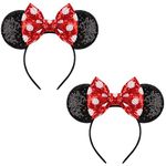 LIHELEI Minnie Mouse Ears Headband with Sequin Bows, Headbands for Kids Halloween Costume, Headwear Hair Accessories for Women Girls - Minnie Mouse Ears A