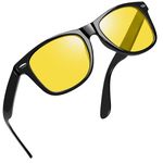 Joopin Square Night Driving Glasses Glossy Black Frame Yellow Sunglasses Night Sight Shades for Men Women UV400 Protection Sun Glasses Nighttime