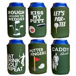 Brew Pants Funny Golf Themed Coozies - Great Gift for Any Golfer - Premium Neoprene Material - 6 Pack (Standard 12oz Beer/Soda Can) (Design Set 2)