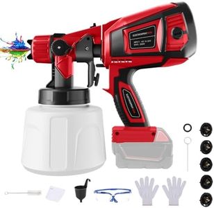Battery Paint Spray System Compatible with Milwaukee M18 18 V Battery, Battery Paint Sprayer with 1000 ml Paint Container, 5 Spray Nozzles, 3 Patterns, Cleaning Brush, Gloves and Safety Glasses