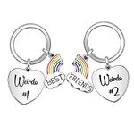 Bacaemo Weirdo 1 Weirdo 2 Keyring Keychains Set Gift for Best Friends Friendship Gifts for Weirdo Women Girl Rainbow Best Friends Gift for Graduation Christmas