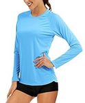 MAGCOMSEN Workout Shirts for Women UV Shirts for Women Long Sleeve Shirts for Women Casual Running Shirts Fishing Shirts Women Hiking Shirts Women Blue