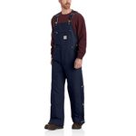 Carhartt Mens Loose Fit Firm Duck Insulated Bib Overall, Dark Navy, X-Large