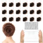 Qufiiry 24Pcs Invisible Bun Nets, Ballet Hair Net for Girls, Hair Nets for Women Buns, 50cm/20inch Elastic Edge Mesh, with 10PCS U Shaped Hair Pins, for Hair Ballet Gymnastics Bun Making