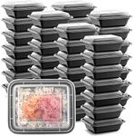 50-Pack Reusable Meal Prep Containers Microwave Safe Food Storage Containers with Lids, 12 OZ - 1 Compartment Take Out Disposable Plastic Bento Lunch Box To Go, BPA Free - Dishwasher & Freezer Safe