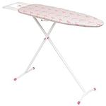 Mabel Home Ironing Board Made in Europe, Adjustable Height, Deluxe, 4-Leg, Extra Cover, Easy Storage (3 Different Model & Sizes) (Flamingo (38" x 14"))