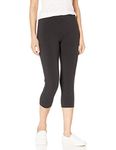 Hanes Women's Capri Leggings, Stretch Cotton-Spandex Leggings, High Waist Women's Sports Leggings, 22", Black, X-Large