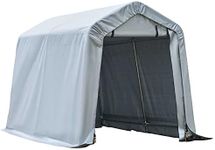 Outsunny 8'x6' Outdoor Storage Shelter with Rollup & Zipper Door, Heavy Duty Carport Shed for Motorcycle Garden Storage, Grey