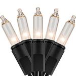 YULETIME 200 Clear Christmas Lights with Black Wire, Pack of 2 Strands of 21 ft 100 Count UL Certified Incandescent Mini String Light (Clear - Black Wire)
