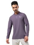 TECHNOSPORT Mens Slim Fit Solid Polo T-Shirt for Gym, Workout, Sports and Regular Use - (MTP702GVE_Grape Vine_M)