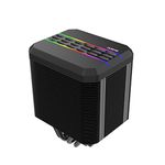 ALSEYE M90 CPU Cooler, Hidden Fan Designed Dual Tower Air-Cooled CPU Cooler with ARGB Light Effect Cover Compatible with Both Intel and AMD Platform, LGA1700 Supported (M90 Black)