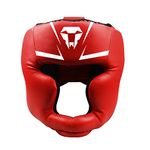 LangRay Boxing Headgear for Kids Adults: MMA Kickboxing Helmet with Mesh, Head Guard for Sparring Karate Taekwondo Martial Arts (L/XL, Red)