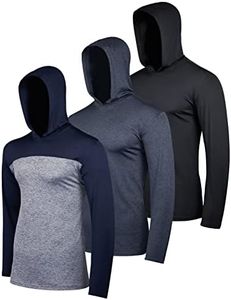 3 Pack: Men’s Quick Dry Fit Moisture Wicking Long Sleeve Active Athletic Hoodie Performance Hooded T Shirt Workout Running Fitness Gym Sports Casual Sweatshirt UPF 50 Outdoor Hiking-Set 3, XX-Large