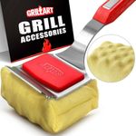 GRILLART Grill Brush Bristle Free. [Rescue-Upgraded] BBQ Replaceable Cleaning Head, Unique Seamless-Fitting Scraper Tools for Cast Iron/Stainless-Steel Grates, Safe Barbecue Grill Cleaner-Red