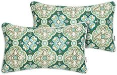 FUNHOME Indoor Outdoor Lumbar Pillow Covers ONLY, No Insert! Water-Repellent Patio Lumbar Cases 12” x 20”, Decorative Throw Pillowcase Shell for Couch Garden Furniture Use -Green Medal