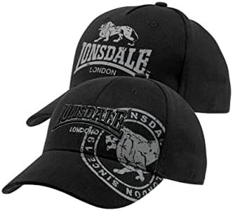 Lonsdale Unisex Cap Pack of 2 Leiston Pack of 2, Black, One Size